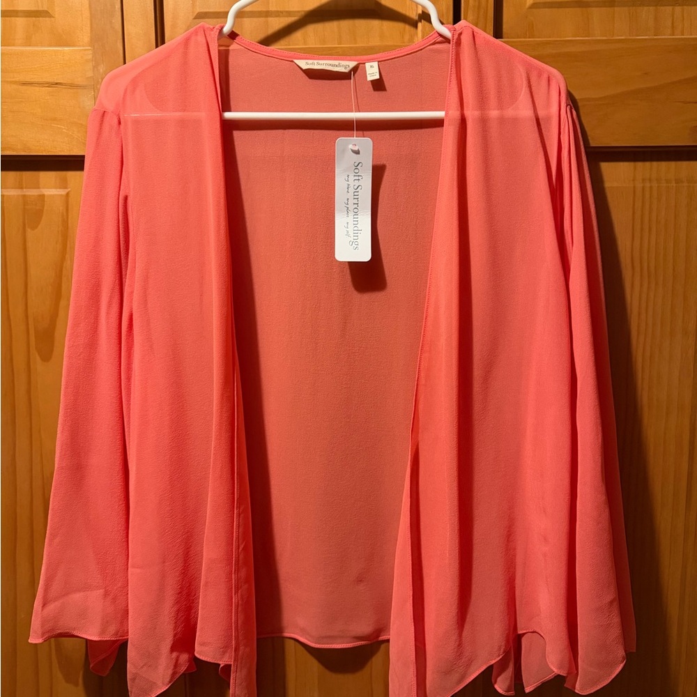 Soft Surroundings Peach Sheer Cardigan